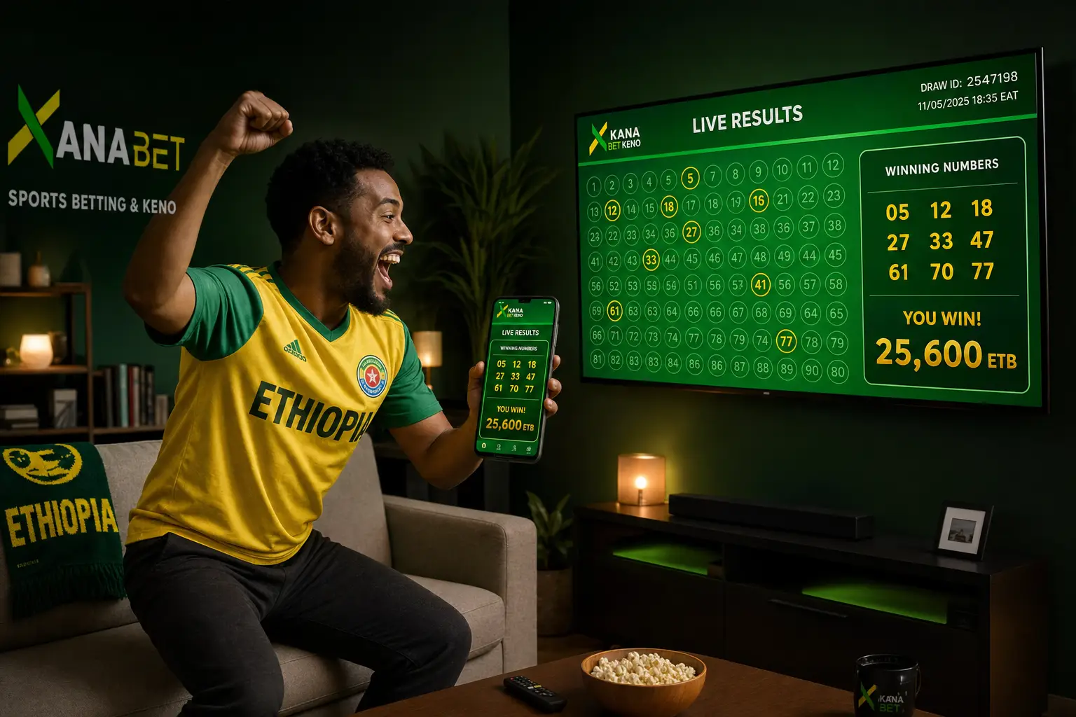 Kana Bet Keno Winning Numbers and Live Draws